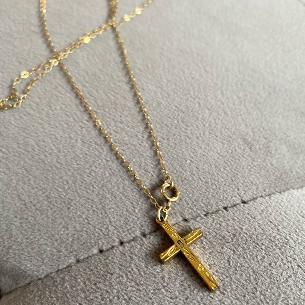 Vintage Victorian 12k Gold Filled Cross Necklace